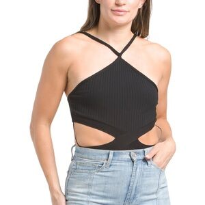 Zara Women's Black Cut Out Bodysuit Size Small NWT